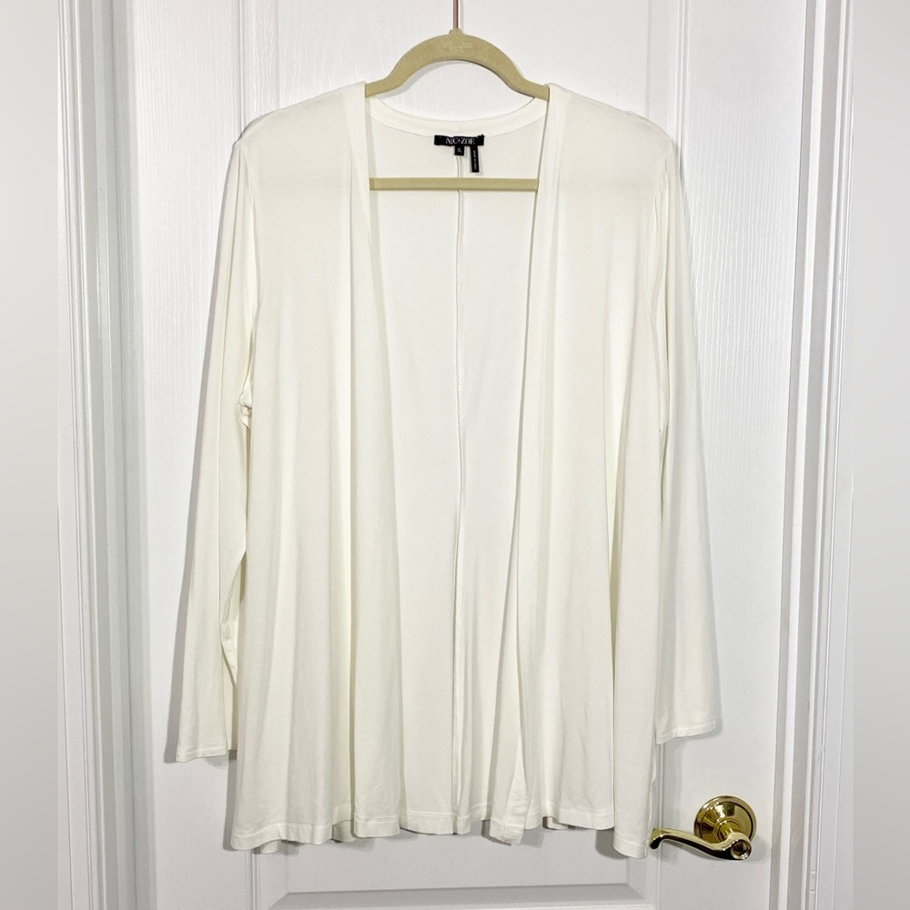 NIC+ZOE Flowy Open Front Jersey Knit Cardigan White Size XL